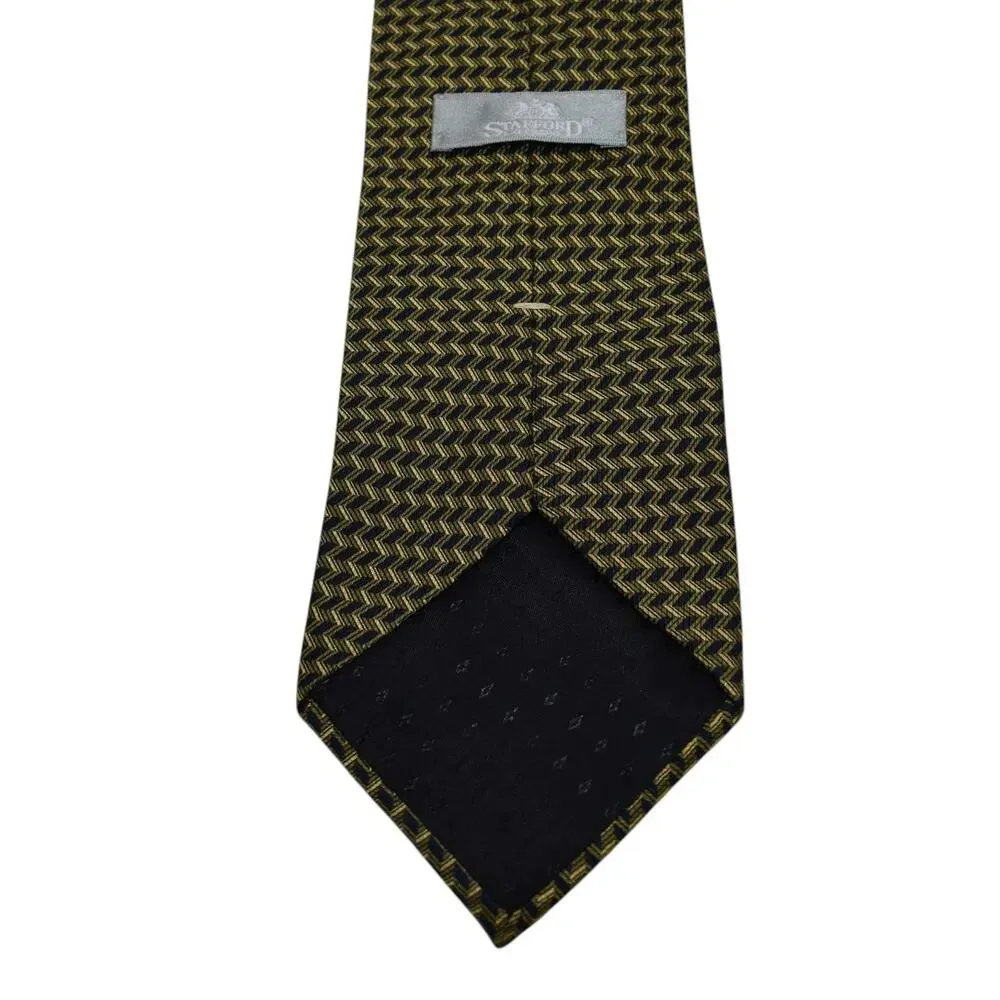 Vtg Stafford Geometric ZigZag Neck Tie Necktie -- Black / Gold -- Harry Styles